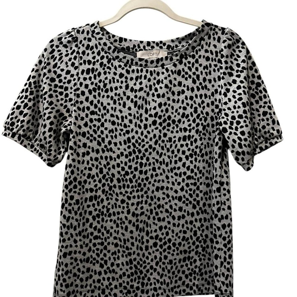 Loft Black + white animal print top  XS